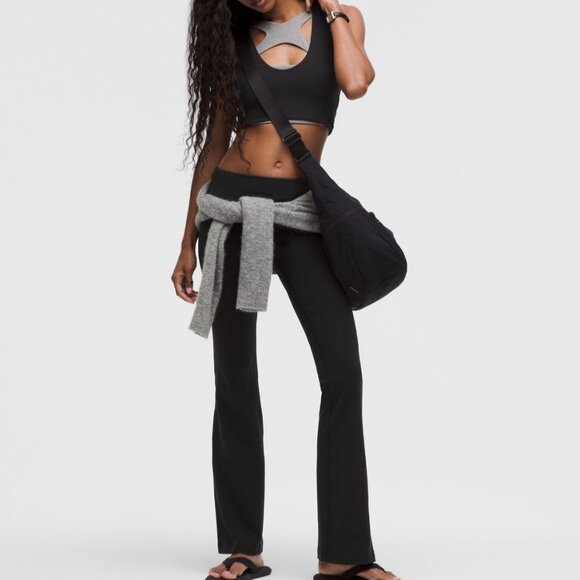 Groove Nulu Foldover-Waist Flared Pant In Black - Picture 1 of 4